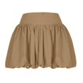 thumbnail image 4 of Jinhomg Womens Y2K Mini Skirts Cute Ruffle Hem A Line Bubble Skirt Casual Comfy Elastic High Waist Pleated Short Skirts Teen Girls Puffy Streetwear Khaki S, 4 of 8
