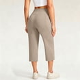 thumbnail image 5 of LEAVINGSUO Capris Pants for Women With Elastic Waist Women's Casual High-Waisted Pocket Cropped Pants Beige XXL, 5 of 8