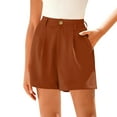thumbnail image 2 of Seductiva Brown Clothing Shorts for Women Womens Summer High Waist Shorts Zippered Wrap Hem Wide Leg Shorts Relaxed Fit Casual, 2 of 6