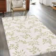 thumbnail image 4 of Area Rug 48×72in, Seamless Sage Green Leaves Floor Carpet Living Room Rug, Retro Leaf Plant on Beige Non-Slip Welcome Mat Indoor Rugs for Bedroom Dining Room, 4 of 9