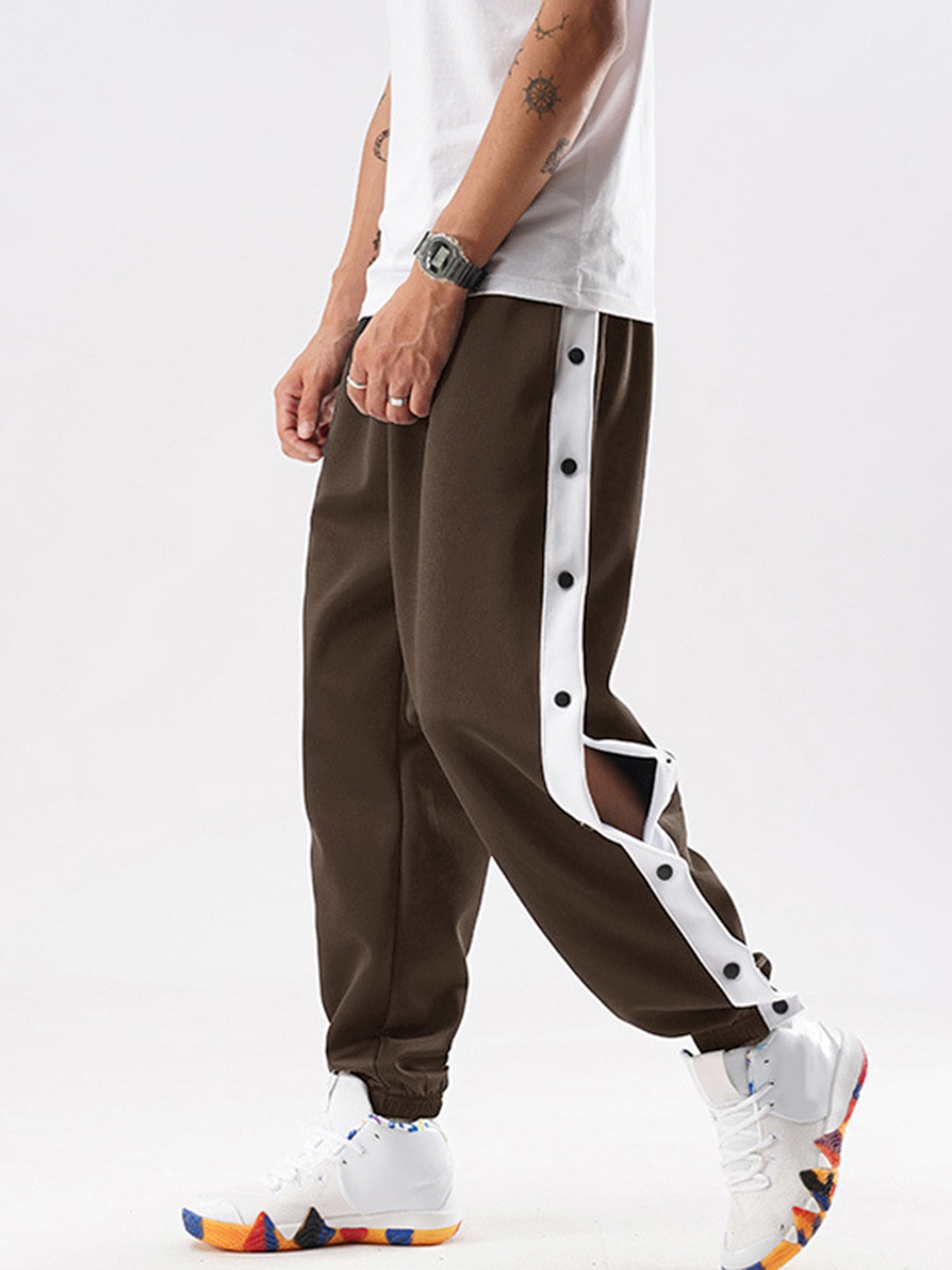 Fashion (Gray)2022 Men Tear Away Pants Basketball Casual Training Warm Up  Loose Open Leg Sweatpants With Pocket Comfy Daily Pants WEF @ Best Price  Online