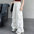 thumbnail image 3 of Ultrave Parachute Pants for Girls Wide Leg Cargo Trousers Y2K Streetwear Workout Pant with Pockets 5-15 Y, 3 of 7