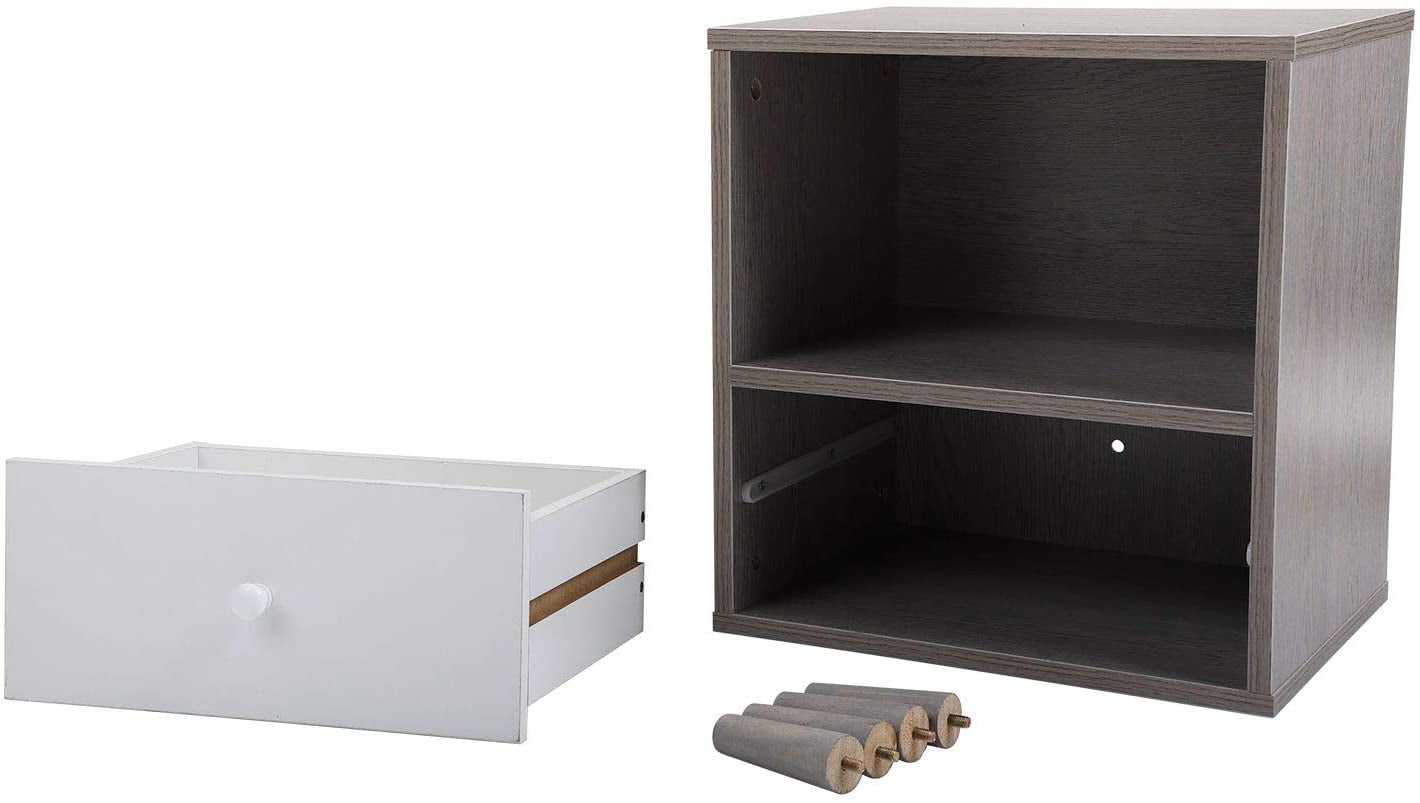 Modern Wood Nightstands with Drawer, Open Shelf and Solid Wood Legs, End Table for Living Room (2-Pack, Grey+White) Modern Wood Nightstands with Drawer, Open Shelf and Solid Wood Legs, End Table for Living Room (2-Pack, Grey+White)