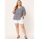 thumbnail image 3 of Blusa Agnes Orinda Blucon Floral Péplum Cuello V Azul Marino XL, 3 of 5