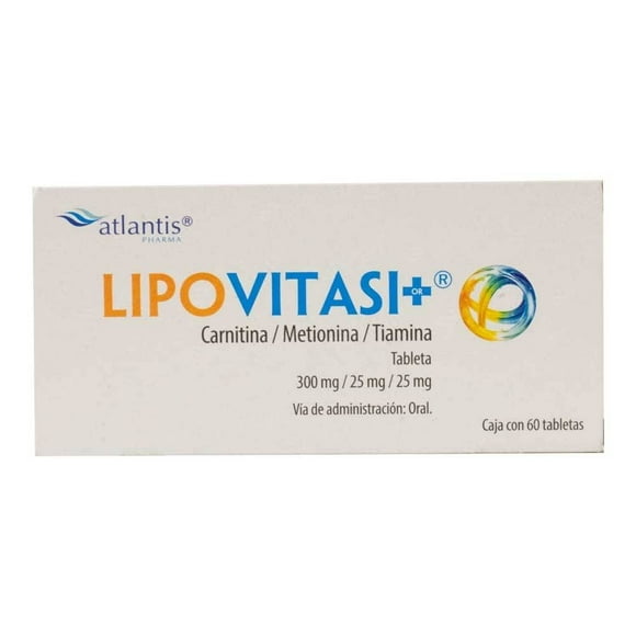 Tabletas LipoVitasi 300 mg / 25 mg / 25 mg caja con 60 tabletas