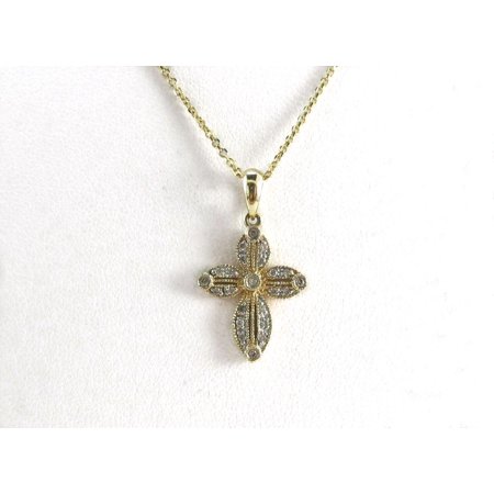 14k Yellow Gold Children's Diamond Cross Pendant Necklace
