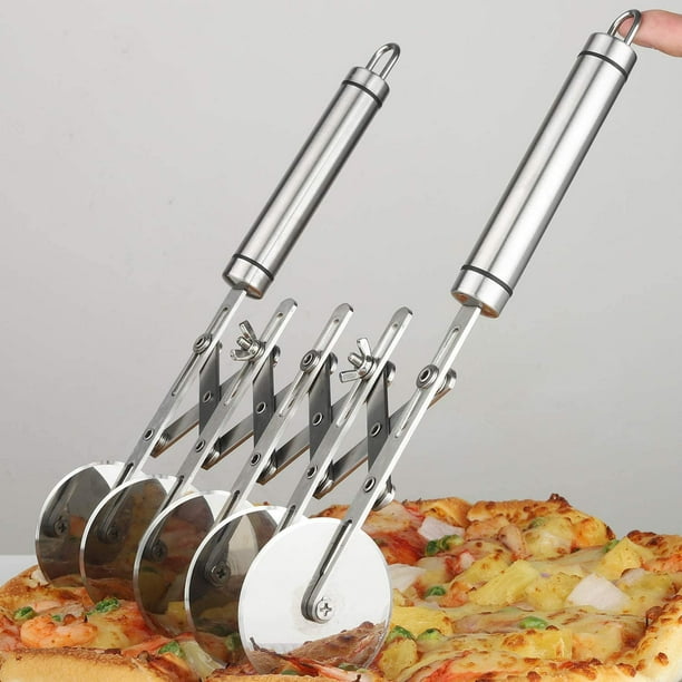 Coupe-pizza extensible à 7 roues en acier inoxydable pour pâtisserie