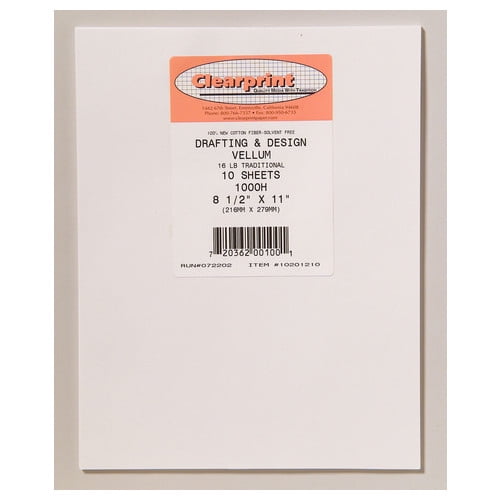 CHARTPAK, INC. 10201216 CLEARPRINT VELLUM 1000H 10 SHEETS 11X17 UNPRINTED