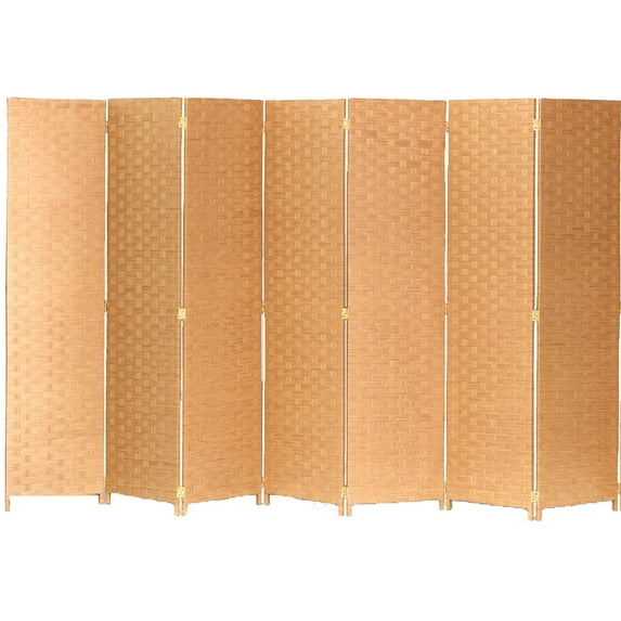 Legacy Decor Room Divider 7 Panel Weave Design Fiber Beige Color