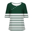 thumbnail image 4 of Tops de Lino para Mujeres Imprimir Suéter Cuello Redondo Manga Corta Superior Poliéster, Blusa de Moda Casual para la Primavera Y el Verano, 4 of 5