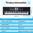 thumbnail image 4 of 61 Keys Electronic Piano Digital Music Electronic Keyboard Musical Instrument Gift with Microphone for Kids B, 4 of 6