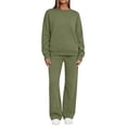 thumbnail image 3 of Women's 2 Piece Casual Outfits Solid Fall Winter Long Sleeve Sweatshirt Tops And Long Pants Set Suits, 3 of 7