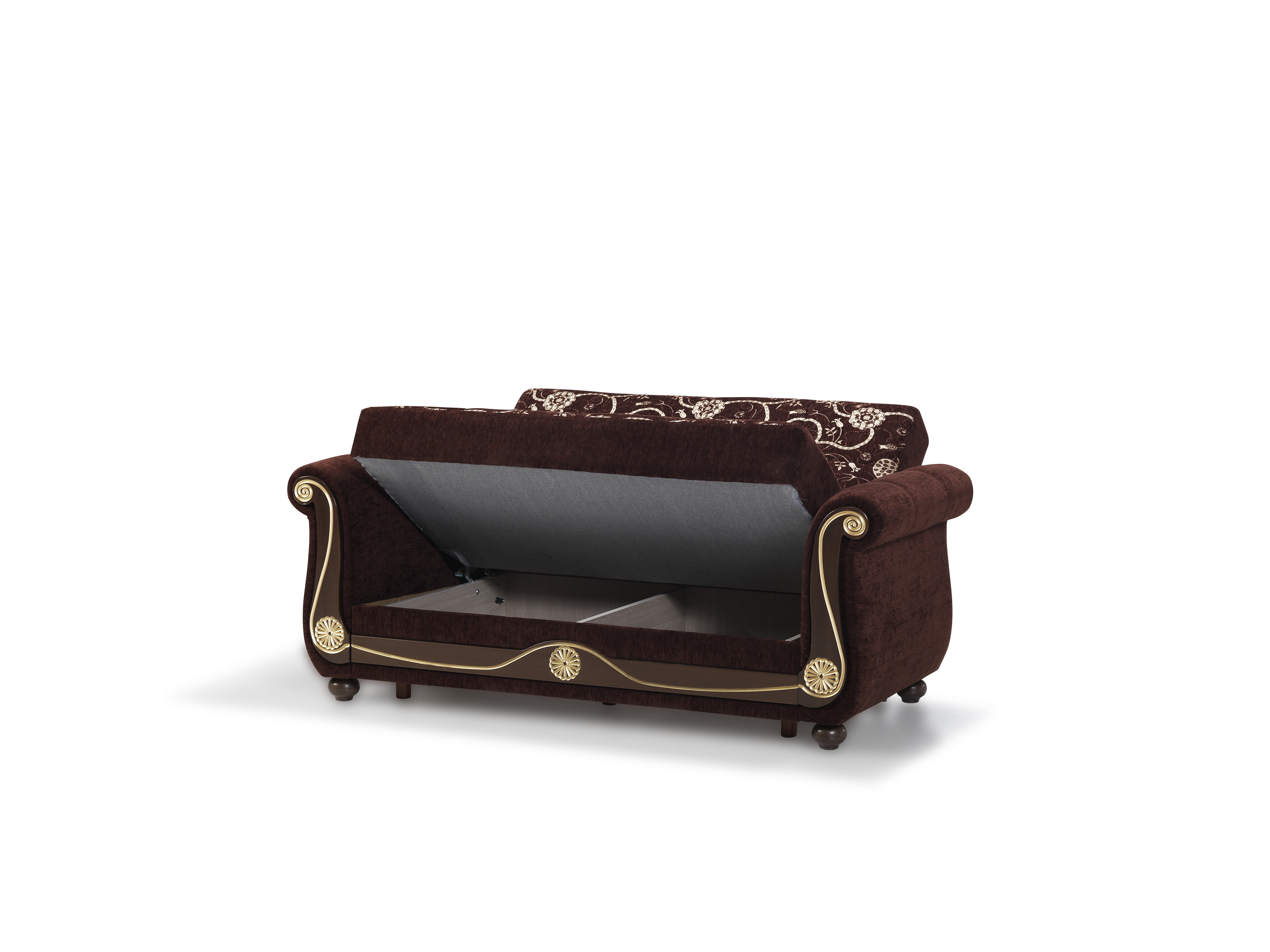 Ottomanson Convertible Sleeper Loveseat with Hidden Storage, Firm Seating, Brown