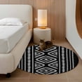 thumbnail image 3 of Round Area Rug 3ft Black Boho Floor Carpets Indoor Floor Area Mat Stain-Proof Mat Circle Rugs for Living Room Dining Room Kitchen Bedroom, Geometric Tribe Bohemian Style Sofa Throw Carpet, 3 of 9