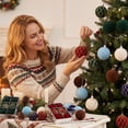 thumbnail image 6 of Dark Green Velvet Christmas Ball Ornaments, 6 Piece Christmas Tree Ornaments Set Flocked Christmas Decorations for Home Holiday Party, 6 Count, 6 of 6