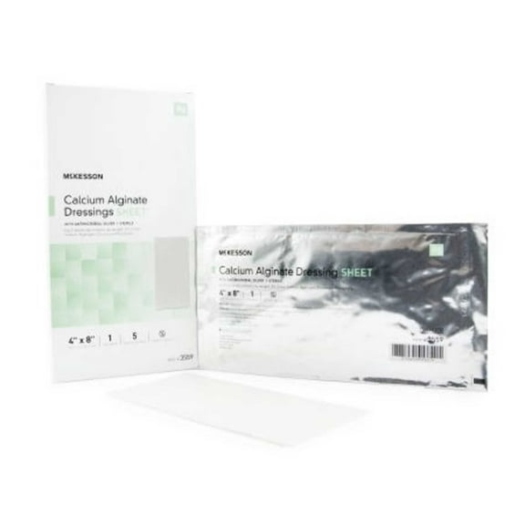 McKesson Calcium Alginate First Aid Gauze Box Set, 4 in x 8 in, 5 Count