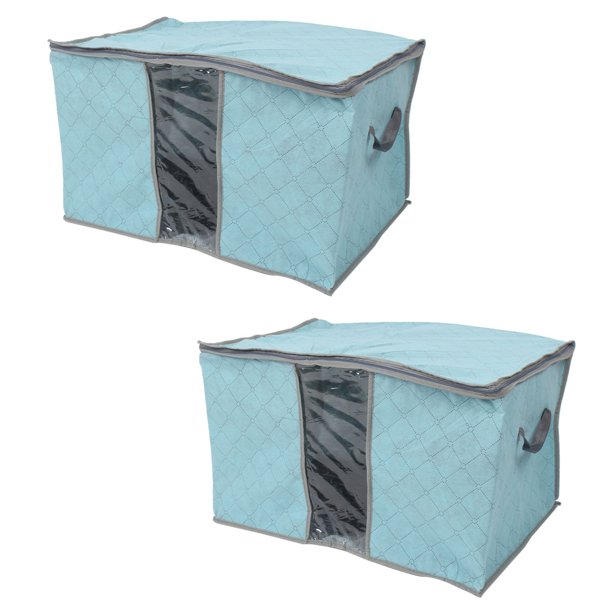 2 Pack Home Foldable Zippered Dustproof Fabric Quilt Clothes Storage