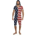 thumbnail image 2 of Prestigez USA Flag Mens Onesie Pajama Union Suit, Male, Gray, Size: 2x/3x, 2 of 3