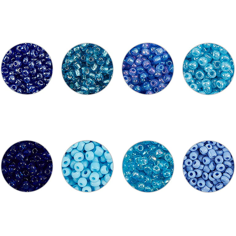 600pcs 24 Color Blue Glass Beads 8mm Blue Sea Round Glass Beads