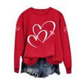 thumbnail image 4 of Sweatshirt for Women Graphic Heart Print Crewneck Long Sleeve Loose Fit Casual Pullover Tops Fashion Festive Heart Pattern Clothes for Daily Wear, 4 of 7