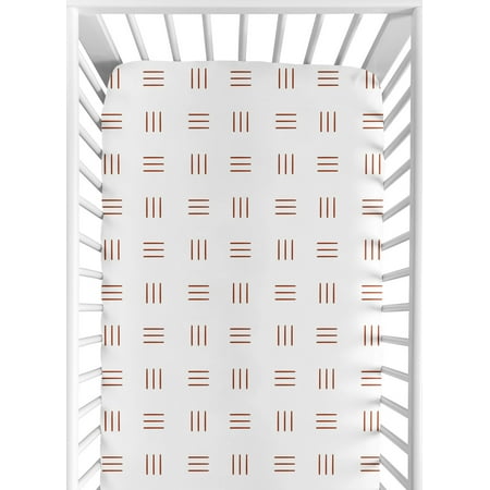 UPC: 0846480089674 | Boho Hatch White and Rust Fitted Crib Sheet by Sweet Jojo Designs