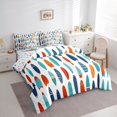 thumbnail image 2 of Castle Fairy Flat Striped Surfboard Full Size Bedding Sets 7 Pieces,Dotted Surf Board Tile Print Full Size Bed in a Bag,Orange Navy,Reversible, 2 of 7