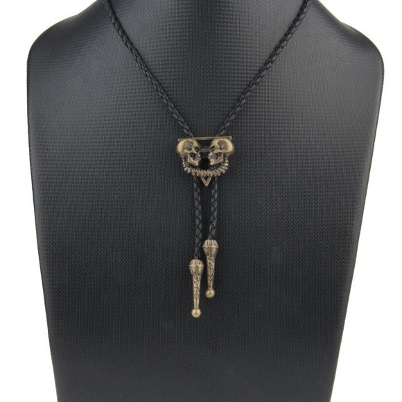 Corbata de Bolo Sonducket con cabeza de calavera y esqueleto Cobre Antiguo