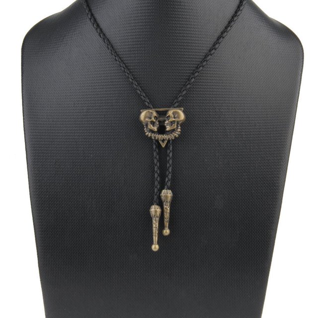 Corbata de Bolo Sonducket con cabeza de calavera y esqueleto Cobre Antiguo