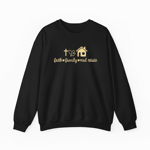 Inspired Faith Family Real Estate Gold Script Realtor Motivational Sweatshirt up to size 5XL