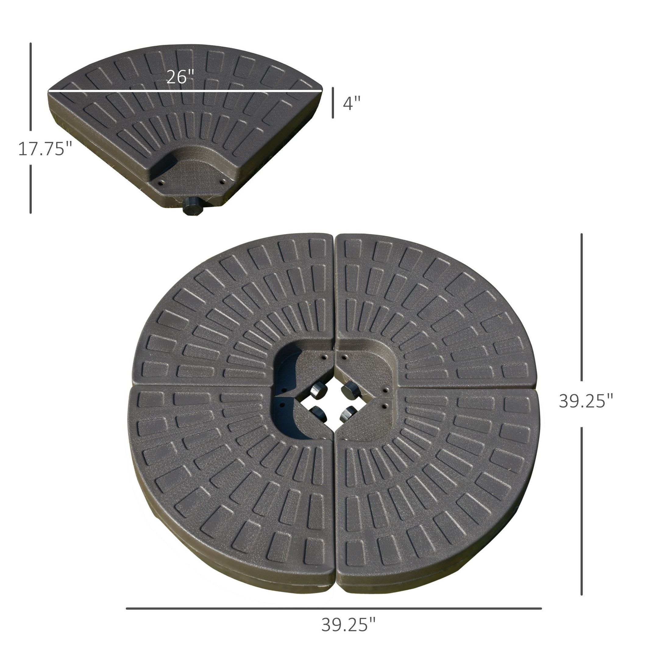 Cantilever Umbrella Base, 220lbs Patio Offset Umbrella Stand Weights with Handles, HDPE Weather-Resistant Fan Shaped Base for Backyard, Deck, Poolside - Coffee Brown