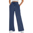 thumbnail image 3 of Women's High Waist Wide Leg Sweatpants Loose Fit Casual Soft Lounge Trousers by Yigetop Blue XL, 3 of 5