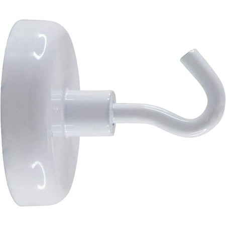 Magnetic Hook, 9 lb Capacity, White, Pack of 2