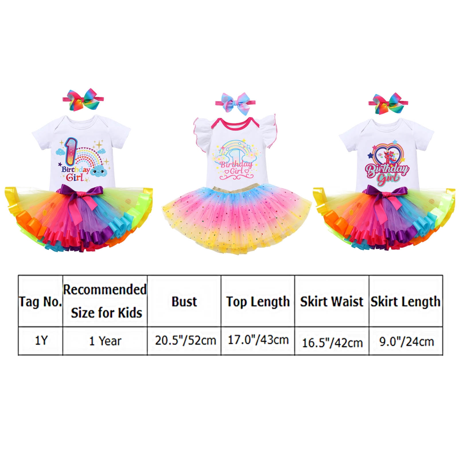 IBTOM CASTLE Toddler Baby Girl Unicorn 1st 2nd 3rd Birthday Outfit Romper + Rainbow Tutu Skirt + Headband + Sash + Badge 5PCS Princess Dress up Clothes Set for Cake Smash Photo Shoot