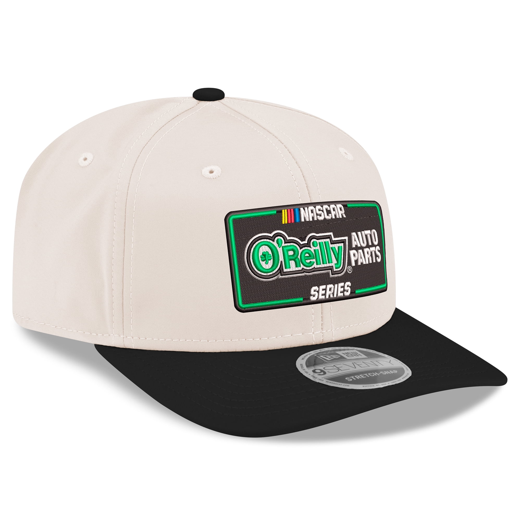 Men's New Era Cream/Black NASCAR O'Reilly Auto Parts Series 9SEVENTY Stretch-Snap Hat