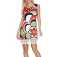 thumbnail image 3 of Women's Flower Printed Crochet Trim Mini Dress, 3 of 4