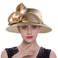 thumbnail image 6 of Hsqqdc Women's Wide Brim Satin Church Hat, Elegant Formal Fascinator for Wedding Banquet Photography Events, 6 of 7