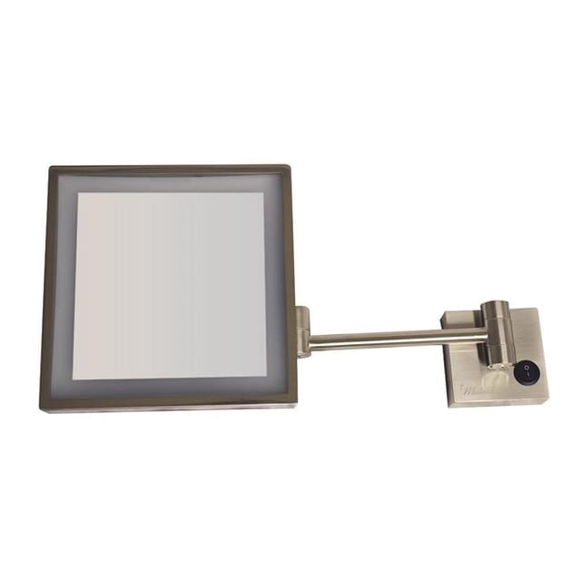 Whitehaus Collection WHMR25-BN Miroir Mural Carré à Led 5X - Nickel Brossé