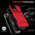 thumbnail image 4 of TECH CIRCLE for iPhone 14 Case Wallet, 360° Magnetic Ring Stand Heavy Duty Protective Dual Layer Shockproof Rugged Hidden Card Slot Magnetic Car Mount Cover for iPhone 14 6.1" 2022,Red, 4 of 7