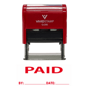 Precision and Convenience: VIVID STAMP Self-Inking PAID By Date Rubber Stamp (Red Ink) - Medium
