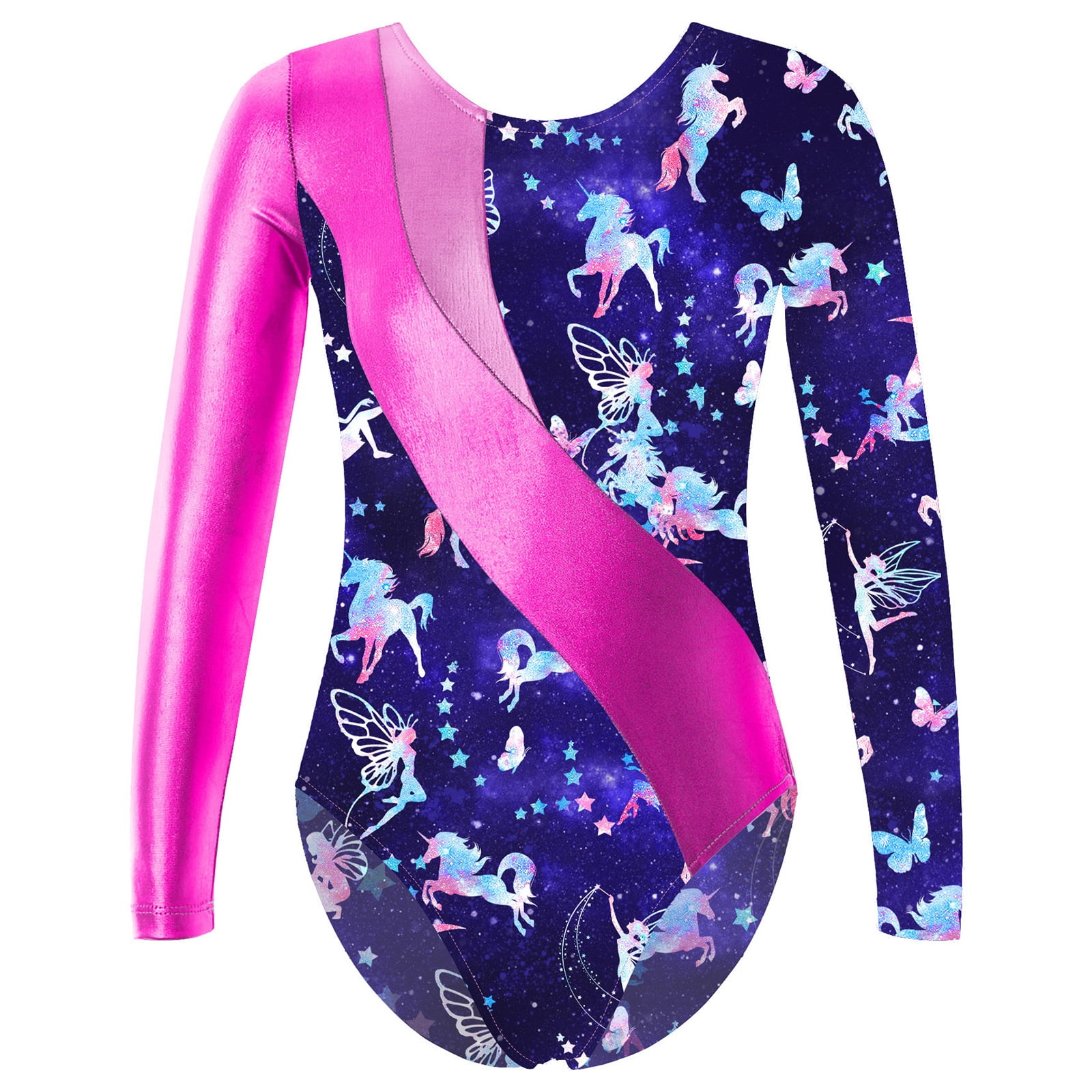 MSemis Kids Girls Gymnastics Dancewear Sparkly Long Sleeves Leotards