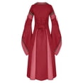 thumbnail image 3 of Vestido largo de manga larga informal de moda de color sólido con costuras literarias Retro para mujer Fridja  nbo2720, 3 of 4