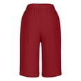 thumbnail image 5 of KDDYLITQ Shorts for Women Elastic High Waisted Button Sweat Pants Side Slit Wide Leg Causal Joggers Knee Length Cotton Linen Beach Flowy Pants with Pockets Wine 2XL, 5 of 7
