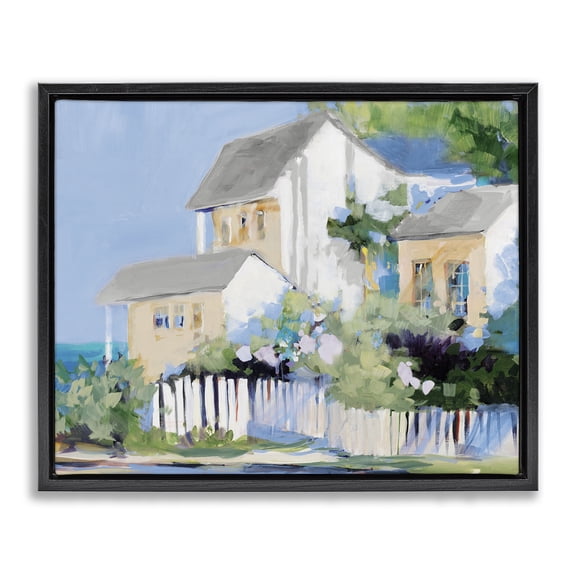 Stupell Industries Living by the Water Cottage Black Framed Floater Canvas Wall Art, design by Jane Slivka