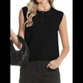thumbnail image 2 of Chaleco Tipo Suéter para Mujer, -Verano 2025, Informal, Ligero, de Punto, Sin Mangas, con Botones, Ropa de Moda. Negro L, 2 of 9