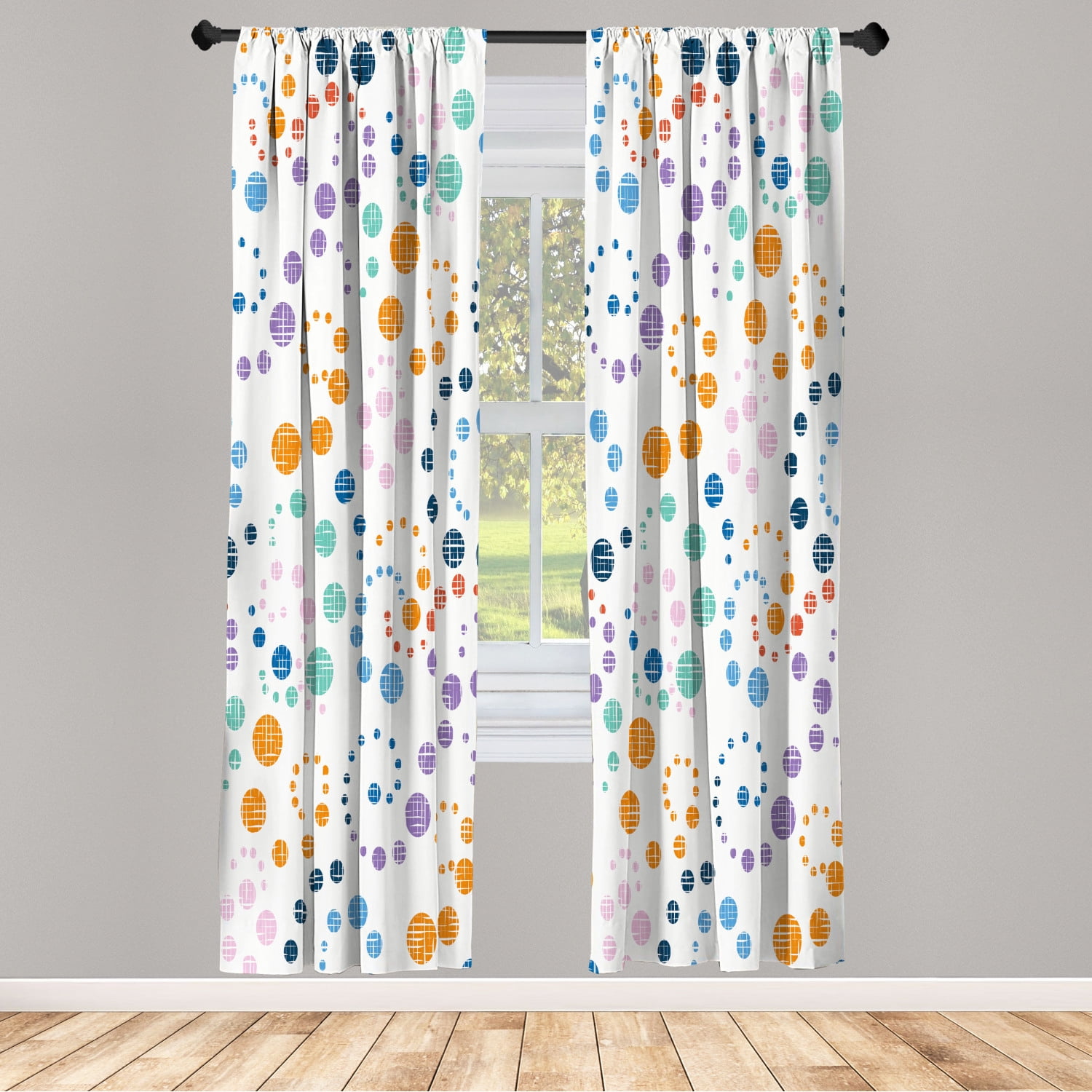 Modern Art Window Curtains, Grunge Polka Dots Spots Backdrop Motif Retro  Nostalgic Aesthetic Image Print, Lightweight Decorative Panels Set of 2 and  Rod Pocket, 56" x 95", Orange Ivory, by Ambesonne -