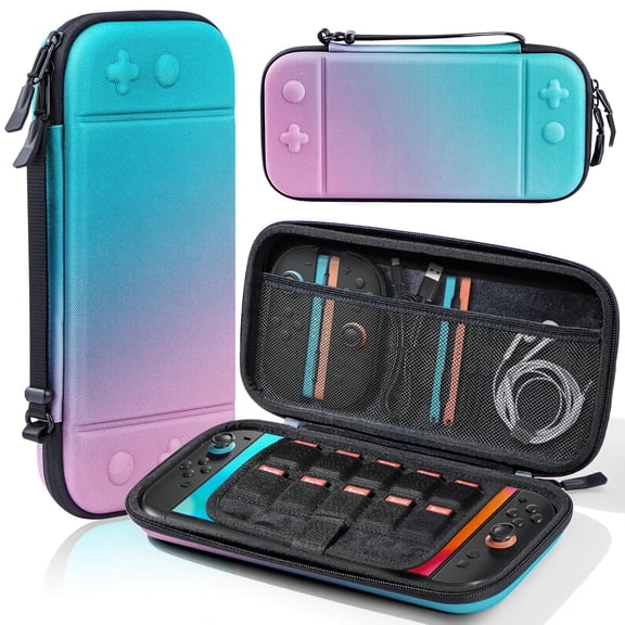 Uberwith Case for NS Switch 2 , Travel Carrying Case for Switch 2, Protective Bag for Storage NS 2 Accessories (Pink Blue)