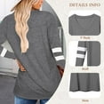 thumbnail image 2 of SWQZVT Tops for Women Casual Fall V-Neck Blouse Women Long Sleeve Tunics Top Comfy Softness Striped Shirts Gray Tees, 2 of 3