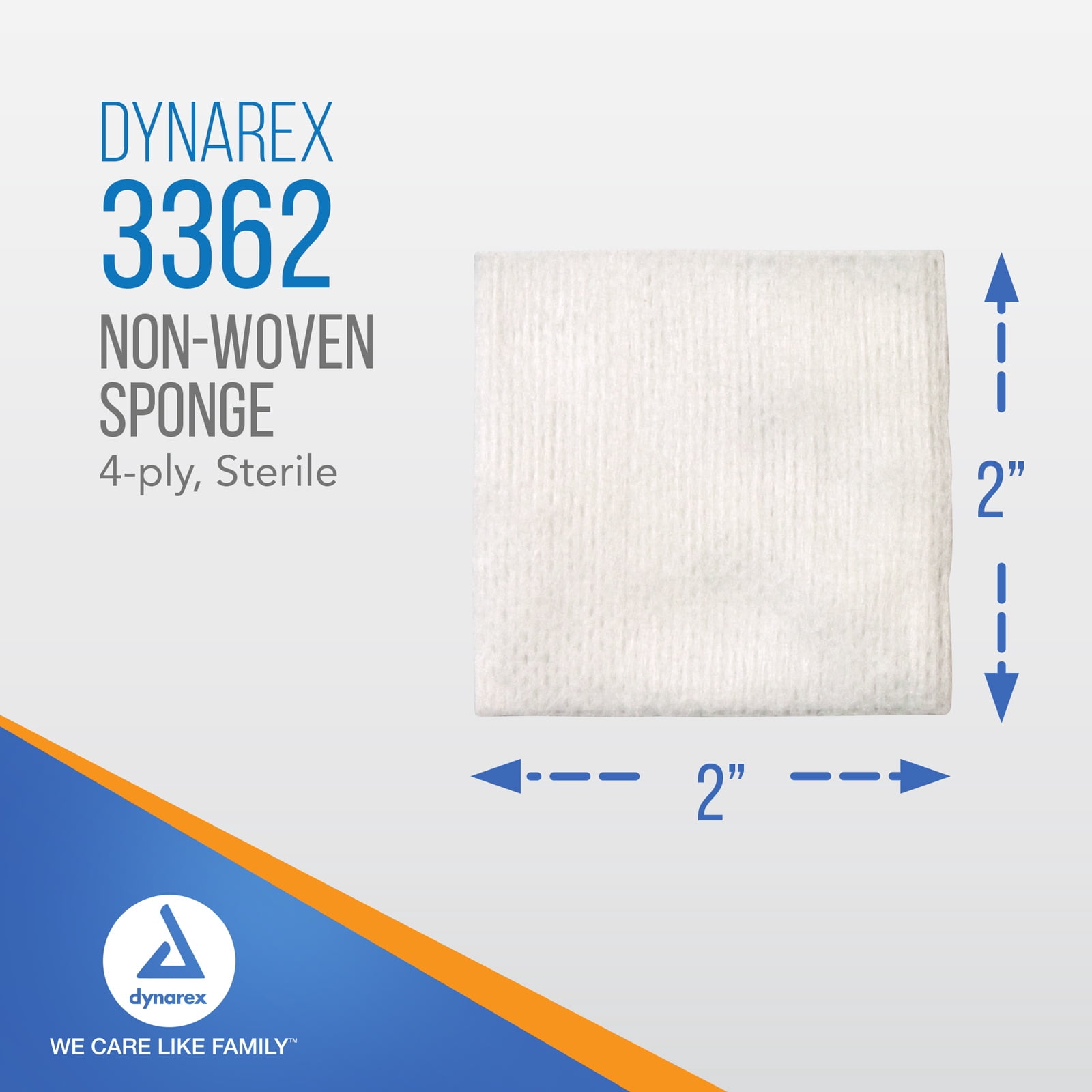 Dynarex Non-Woven Sponges, Sterile Gauze Sponges, for Cleansing, Prepping and Dressing, 2" x 2", 4 Ply, 1 Case of 1500 (30 Boxes of 50)