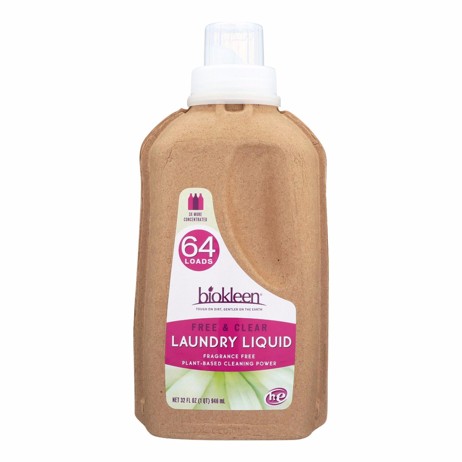 Biokleen Laundry Liquid Free And Clear Bio 32 Oz Pack of 6