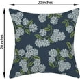 thumbnail image 5 of Navy Blue Spring Pillow Covers 20x20 Inch 2 Pcs Blue Green Hydrangea Flower Decor Throw Pillows Vintage Floral Seasonal Summer Outdoor Decoration Pillowcase Linen Cushion Cover for Couch Sofa, 5 of 5